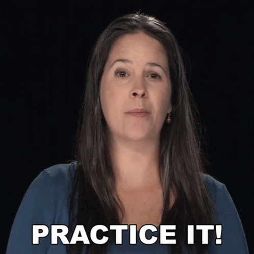 Woman Saying Practice It On Black Background GIF