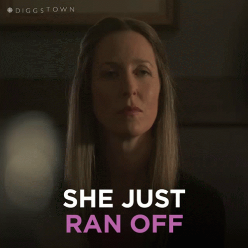 Woman Saying She Just Ran Off in Purple