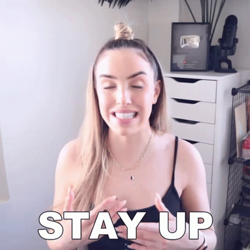 Woman Saying Stay Up by Dresser