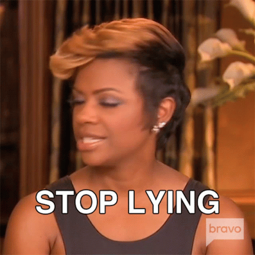 Woman Saying Stop Lying Wearing Bravo Shirt