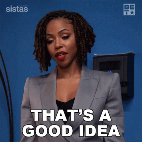 Woman Saying That's a Good Idea Blue Background