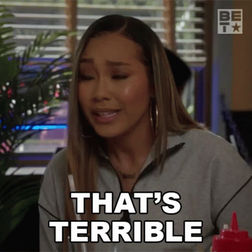 Woman Saying That's Terrible At Table GIF