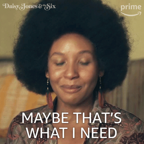 Woman Saying That's What I Need Front of Daisy Jones and the Six Poster