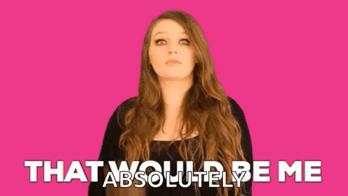 Woman Saying That Would Be Me on Pink