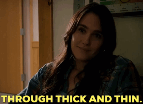Woman Saying Through Thick and Thin in Yellow