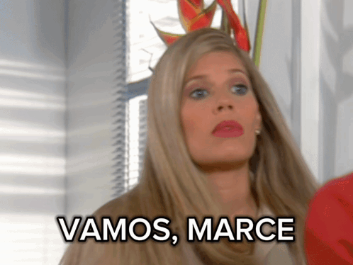 Woman Saying Vamos Marce