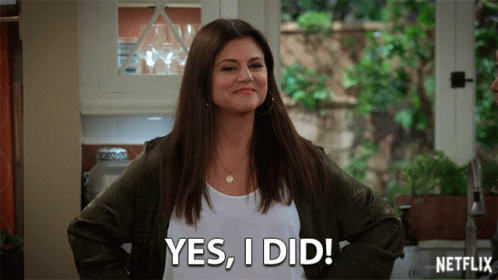 Woman Saying Yes I Did in Kitchen
