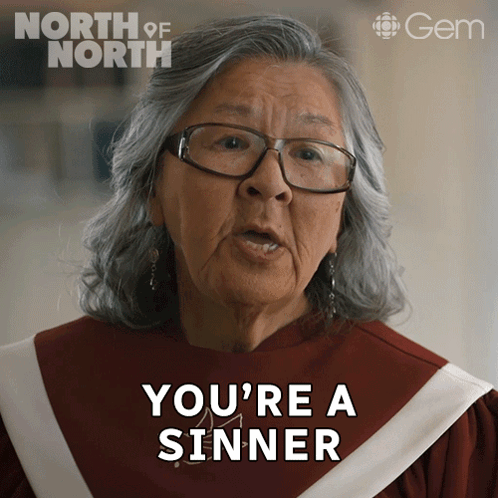 Woman Saying You're A Sinner At Gem Logo GIF