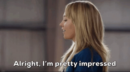 Woman Says Alright I'm Pretty Impressed Looking Down GIF
