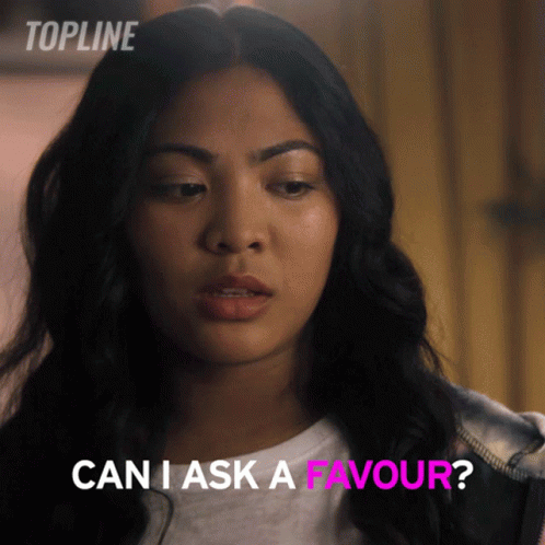 Woman Says Can I Ask a Favour in Pink