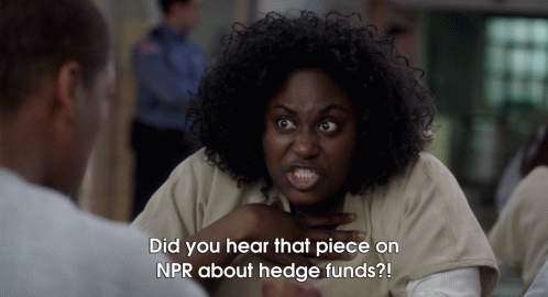Woman Says Did You Hear That NPR Piece On Hedge Funds GIF