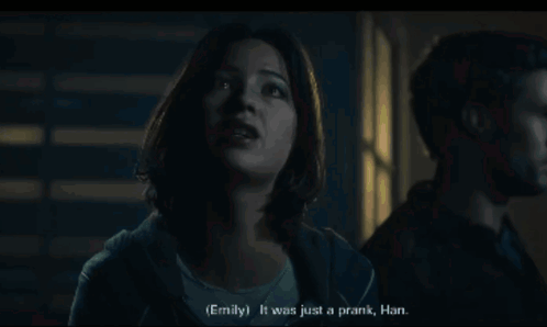 Woman Says Emily It Was Just A Prank Han In Dark Room GIF