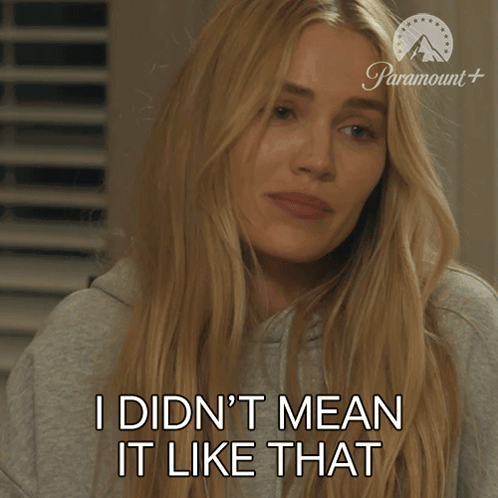 Woman Says I Didn't Mean It Like That In Front Of Paramount Logo GIF