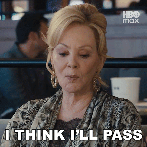 Woman Says I Think I'll Pass in Front of HBO Max Sign