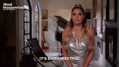 Woman Says It's Disrespectful In Front Of Real Housewives Logo GIF