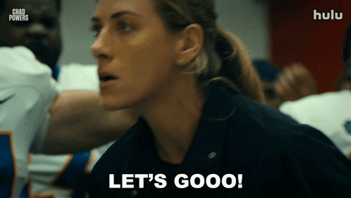 Woman Says Let's Gooo With Football Team