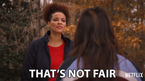Woman Says That's Not Fair Next to Netflix Logo