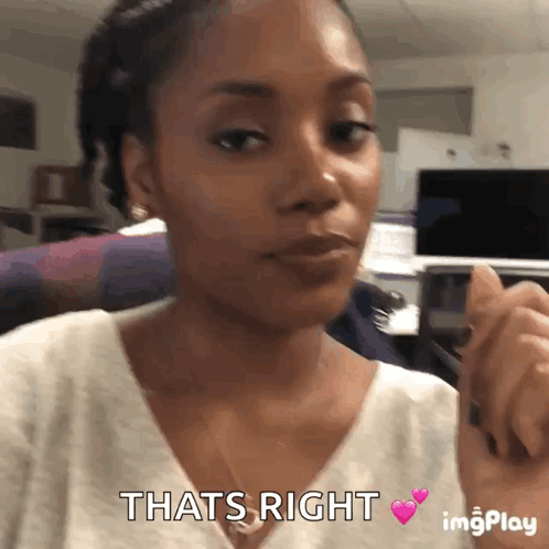 Woman Says Thats Right With Pink Heart GIF
