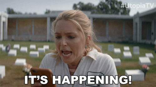 Woman Screaming It's Happening On Cell Phone