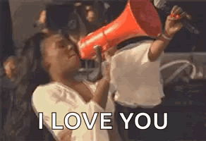 Woman Screams I Love You In A Megaphone GIF