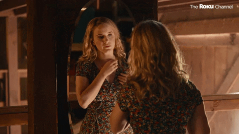 Woman Serious Self Reflection In The Mirror GIF