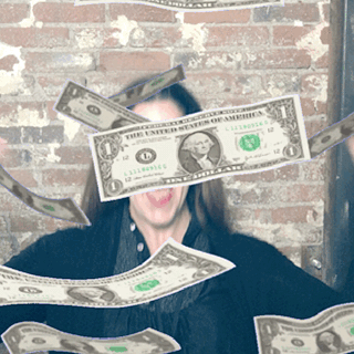 Woman Shout Money Flying GIF