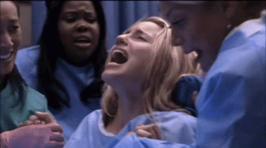 Woman Shouting Giving Birth  GIF