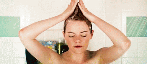 Woman Showering Washing Hair