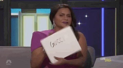 Woman Showing Gucci Cardboard GIF