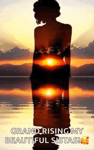 Woman Silhouette Backlit By Sun In Water GIF