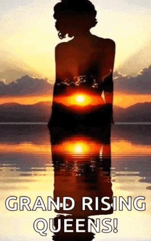 Woman Silhouette In Water At Sunset Grand Rising Queens GIF