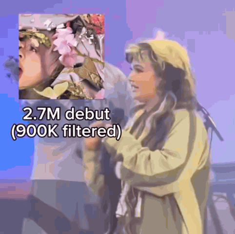 Woman Singing At Microphone 2.7M Debut 900K Filtered GIF