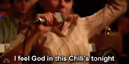 Woman Singing I Feel God in This Chili's Tonight