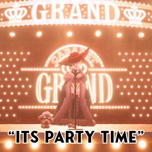 Woman Singing in Front of Grand Sign