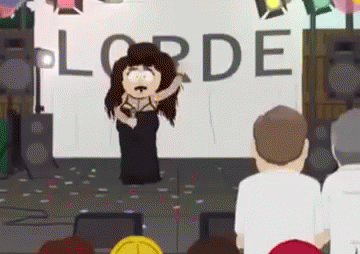 Woman Singing In Front Of Lorde Sign GIF