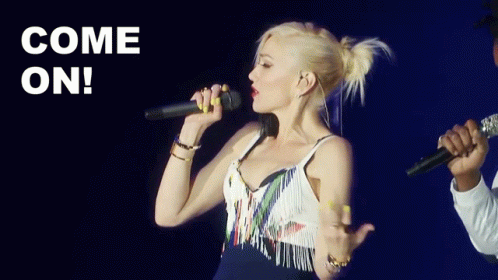 Woman Singing Into Microphone Come On