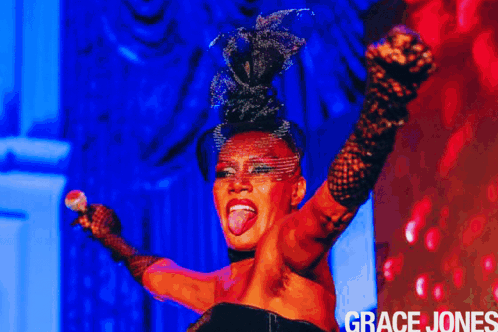 Woman Singing Into Microphone Grace Jones GIF