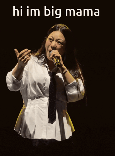Woman Singing Into Microphone Hi Im Big Mama GIF