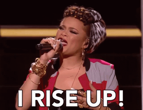 Woman Singing Into Microphone I Rise Up GIF