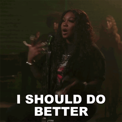 Woman Singing Into Microphone Saying I Should Do Better GIF