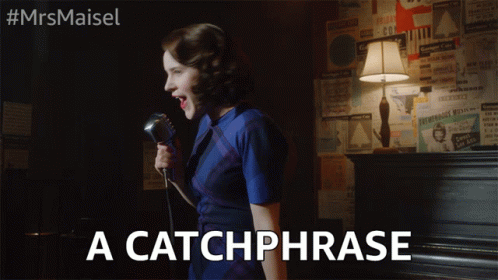 Woman Singing Into Microphone With Catchphrase