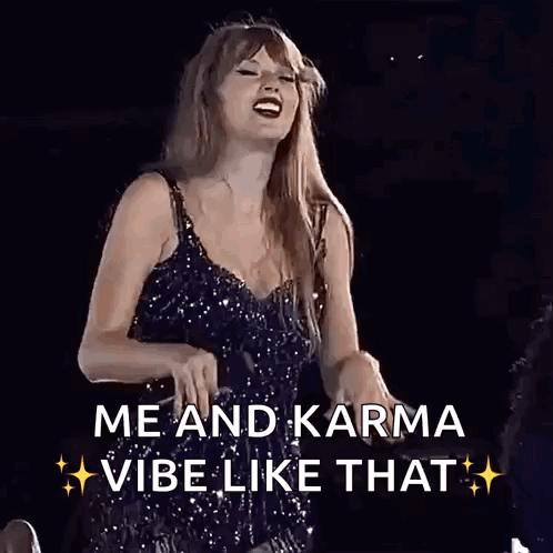 Woman Singing Me And Karma Vibe Like That GIF