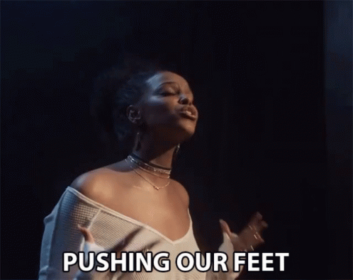 Woman Singing Song Push Our Feet