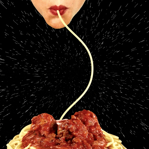 Woman Sipping Pasta GIF
