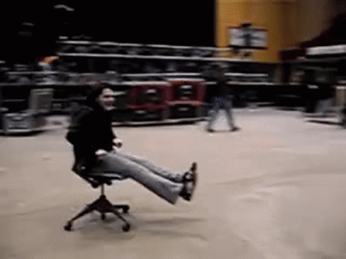 Woman Sit In Sliding Chair GIF