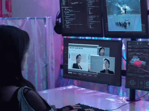 Woman Sitting At Computer Screen Saying I'm Sorry GIF