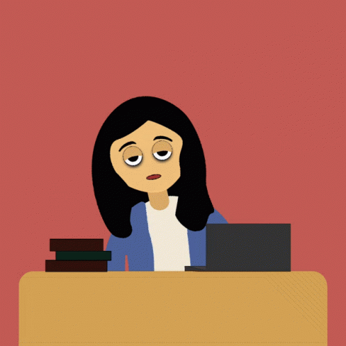 Woman Sitting At Desk No Sleep GIF