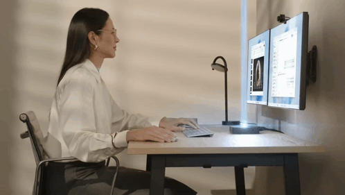 Woman Sitting At Desk Using Computer GIF