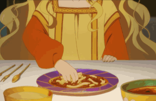 Woman Sitting at Table with Pasta