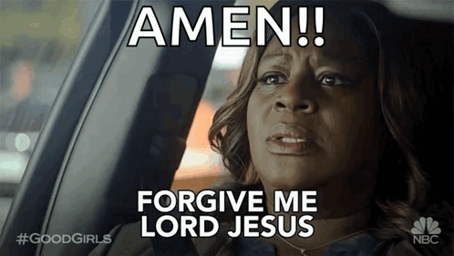 Woman Sitting in Car Saying Amen Forgive Me Lord Jesus